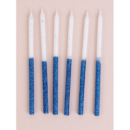 Candles for the cake "Brilliant radiance", 6 pcs, white with blue-5