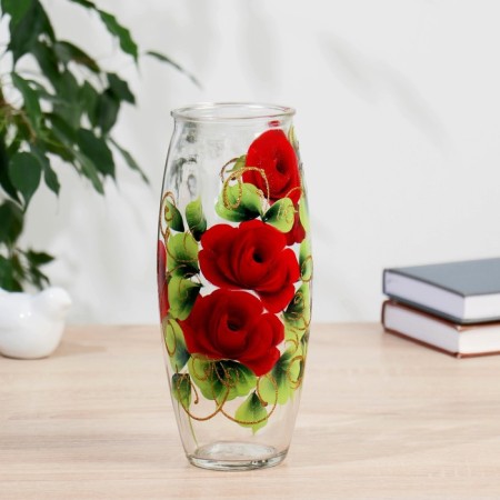 VAZ Red Rose with painting on the venue, D-7cm 10x23 cm-1