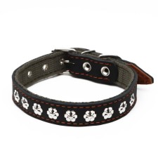 Collar combined leather/tarpaulin, 54 x 2.5 cm, decorated, Osh 35-45 cm, black