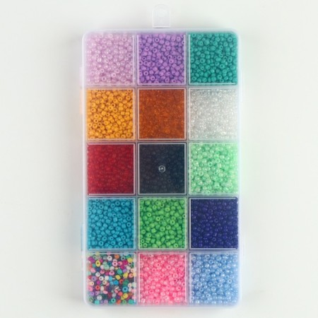 Set for creating jewelry, 15 colors, size 1 piece: 3 mm., Fishing line, scissors-2