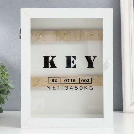 Keywood tree 6 hooks with glass white 18x5x24 cm