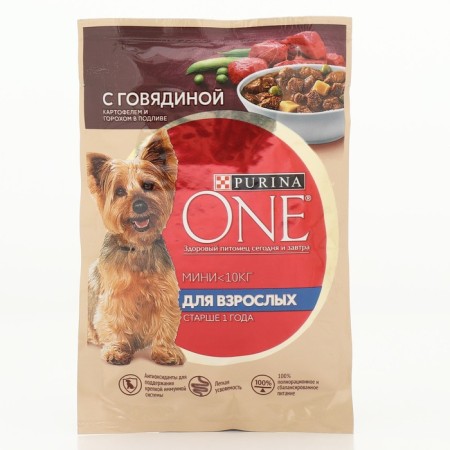 Wet feed Purina One Mini for adult dogs beef/potatoes/Graduate peas, 85 g