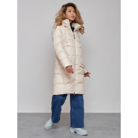 Coat insulated winter female, size 50, light-beige color-1