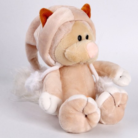 Soft toy "cat" in a suit, 25 cm, peach color