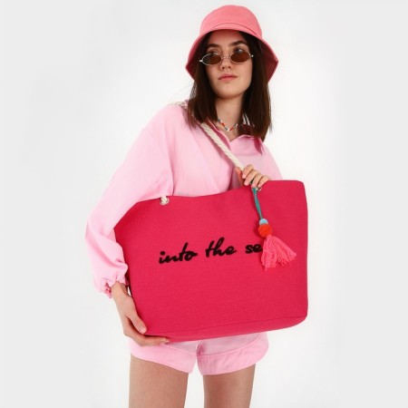 Bag Women's Beach Into the Sea, 50x34.5x14 cm, pink color-4