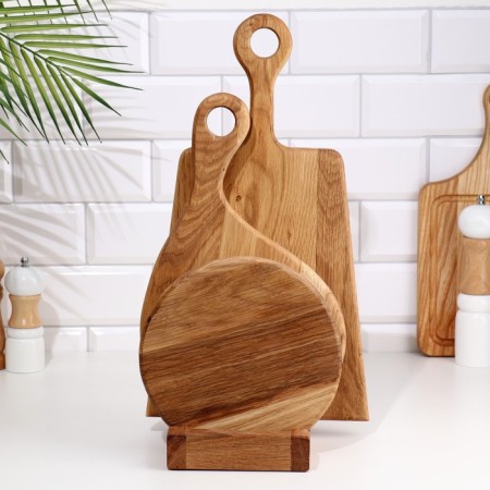 A set of cutting boards from an oak "Fantasy" with a stand, 3 pcs-1