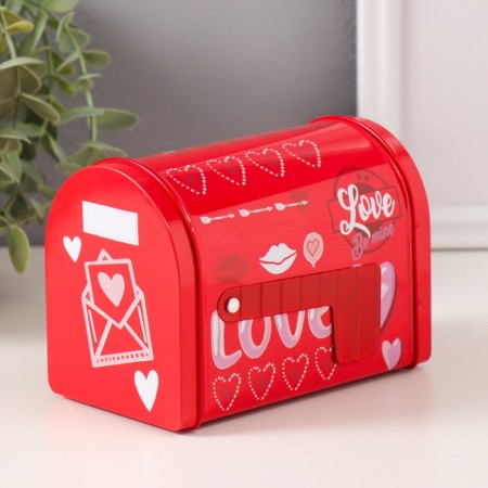 Casket metal mailbox "Love" red 13.3x8x9.5 cm-3