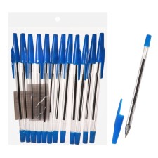 A set of ballpoint pens Calligratan 12 pieces, 0.5mm, the case is a transparent, corrugated holder, blue ink blue