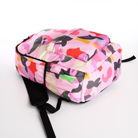 Youth backpack from textiles, 3 pockets, pink color-4