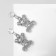 Earrings with rhinestones "bears" plush with bows, white color in silver