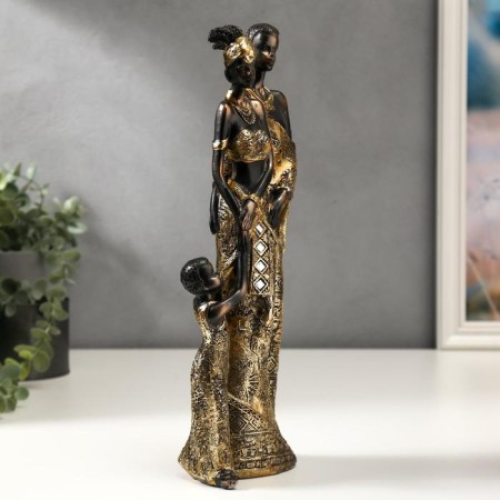 Souvenir Polystone "African Family" outfit with mirror mosaics 30.5x7.5x10.3 cm-2