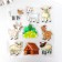 Silicon sticker with sparkles on the glass "Animals in the village" 18.5x17 cm