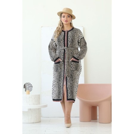 Cardigan female, size 60, brown color-7