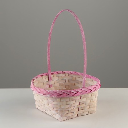 A set of wicker baskets, D16x10/31 cm, D19x10/32 cm, d21x11/36 cm, 3 pcs, pink, bamboo-2