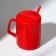 Ceramic mug with a spoon and lid "Penguins", 400 ml, red color