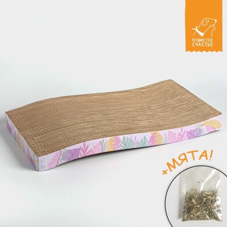 Coopete from cardboard with cat mint "Tropical leaves", wave, 45 × 21 × 3.5 cm-3