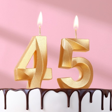 Candle in the cake jubilee "line" (set 2 in 1), number 45, number 54, gold metallic, 6.5 cm