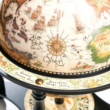 Globe bar decorative "Wanderer map" with a stand below 41.6x41.6x56 cm-9
