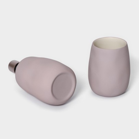 Savanna Soft bathroom set, 2 items (soap dish, glass), pink color-2