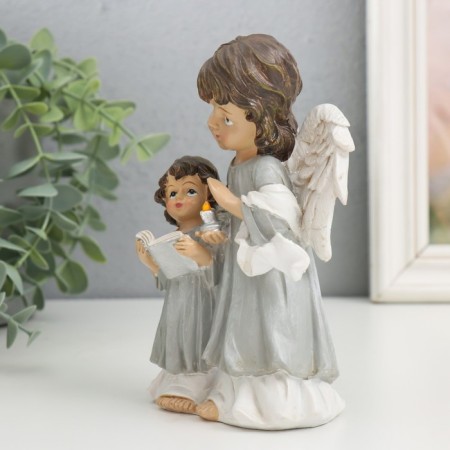 Polystone souvenir "Angels in gray robes, with a book and a candle" Squeezes 6.5x9.5x15 cm-3