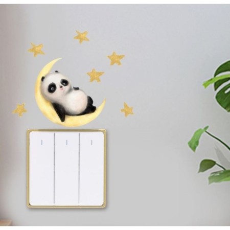 The plastic sticker glows in the darkness for the Panda switch for a month 10x12 cm
