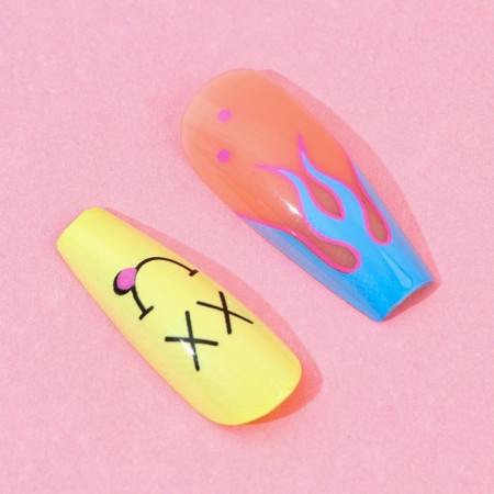 Follow nails “Trend”, 24 pcs, adhesive plates, almond shape, matte beige/yellow color-4