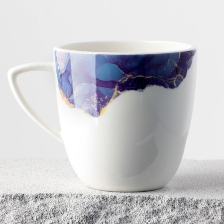 Ceramic mug "marble", white-blue, 350 ml, white color-3