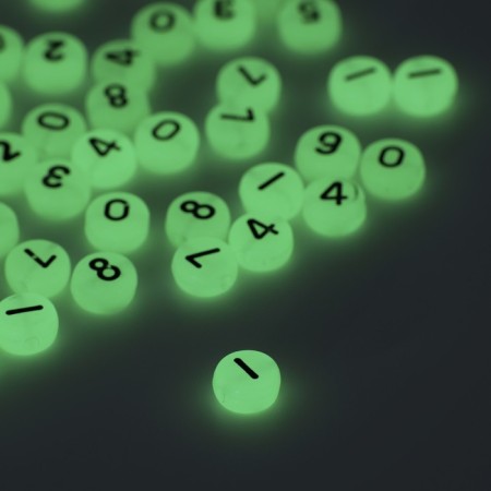 Acrylic bead phosphorus “numbers” mix, 7 × 4 mm, set 10 g, black and white color-1