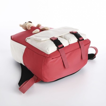 Youth backpack on lightning from textiles, 2 pockets, raspberry color-4