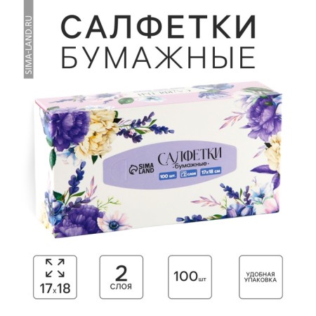 Paper napkins in the box "Tenderness", 100 pcs, two -layer