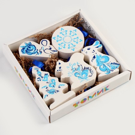 A set of Christmas tree toys "Winter patterns" 5 parts-5