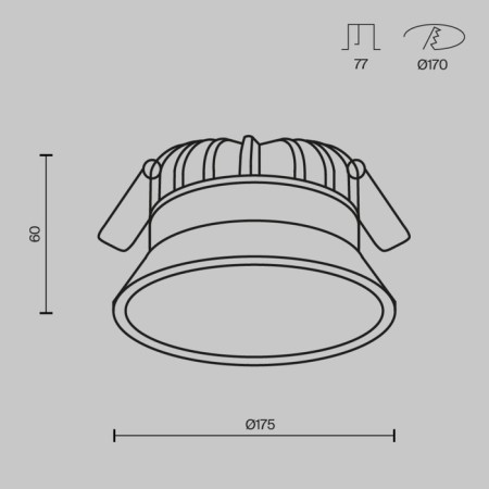 Lamp built-in Technical DL055-24W3-4-6K-W, 24W, 17.5x17.5x6 cm, LED, 1840LM, white color-6
