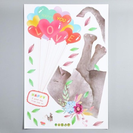Interior plastic sticker "Elephant with balls" 60x90 cm-1