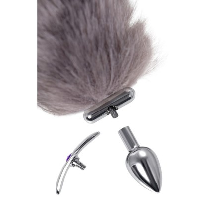 Anal sleeve with a tail and Metal by toyfa, metal, silver, 44.4 cm-2