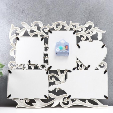 Photo frame with clock "Happiness" 4 photos, white-2