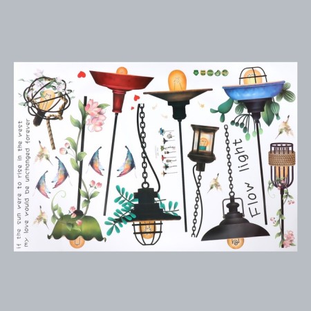 Sticker Plastic Interior Color "Lamps with Plants" 60x90 cm-1