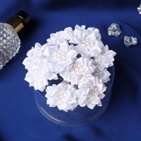 Hair hairpin "Pearl flower" 3.5x6.5 cm, white-1