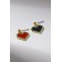 Earrings Assorted "hearts" pixels, red-black color in gold