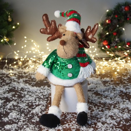 Soft toy "Deer in a striped cap with long legs" 60x17 cm