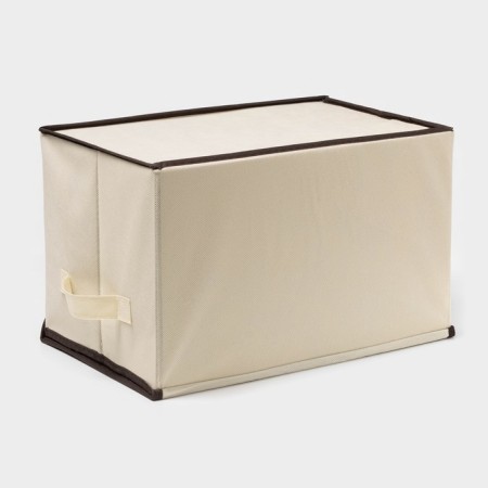 Stellid box for storage with a flamingos lid, 39 × 25 × 25 cm, beige color-4