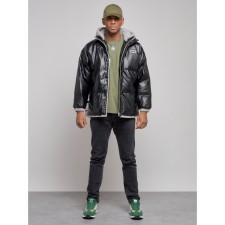 Eco -leather jacket men, size 54, black color
