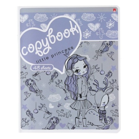 Notebook of 48 sheets in the “Girl and Unicorn” cage, covered cardboard, matte lamination Soft Touch, mix-6