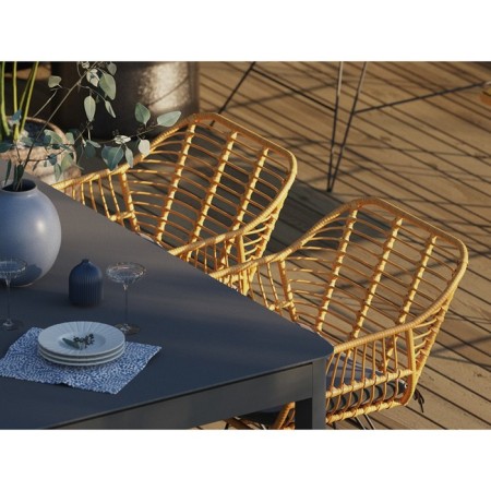 Vetle Bent chair, 560 × 570 × 810 mm, artificial rattan, beige color / black-8