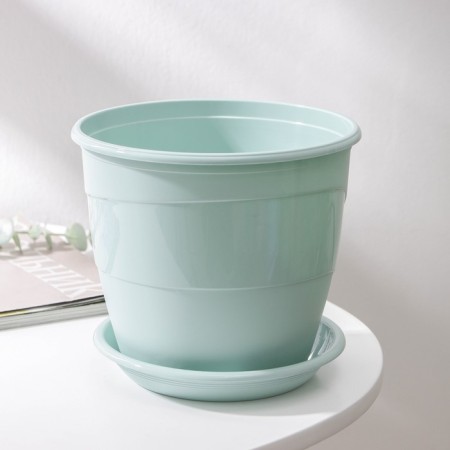 Pot for flowers with the pallet "Venice", 2 l, d = 16 cm, mint color-1