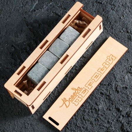 Wooden stones in a wooden box with a “always first” lid, 4 pcs-2