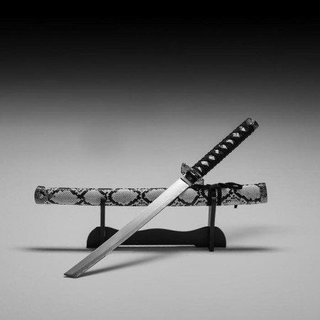 Souvenir weapon "Katana on the stand", gray scabbard for snake skin, 70 cm-5