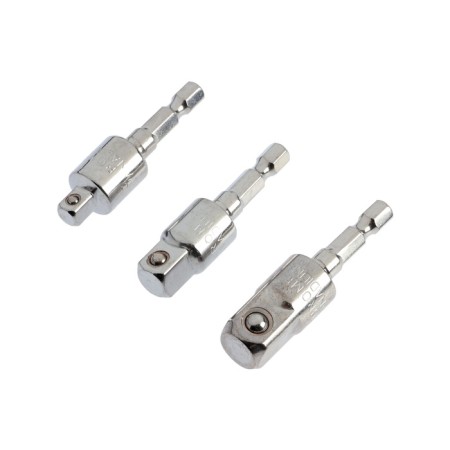 A set of hinge adapters for the screwdriver tundra, CRV, 1/4 - 3/8 - 1/2 ", 52 - 57 mm, 3 pcs.