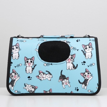 Bag - Animal Carrying "Playing Catets", Blue, Size M, 40 x 21 x 27 cm-1