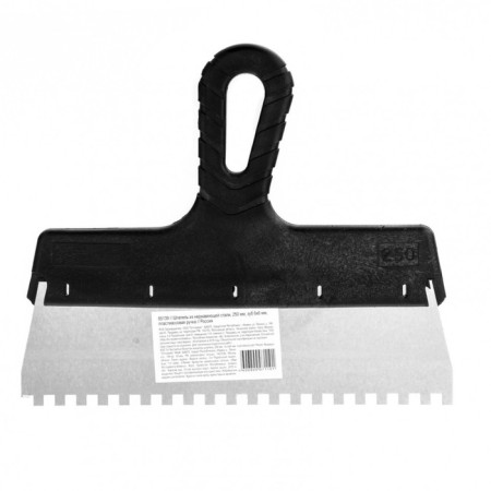 Sparta 85139 spatula, 6x6 mm tooth, stainless steel, plastic handle, 250 mm