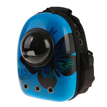 A backpack for carrying animals "Butterfly", with a viewing window, 32 x 26 x 44 cm, blue-2